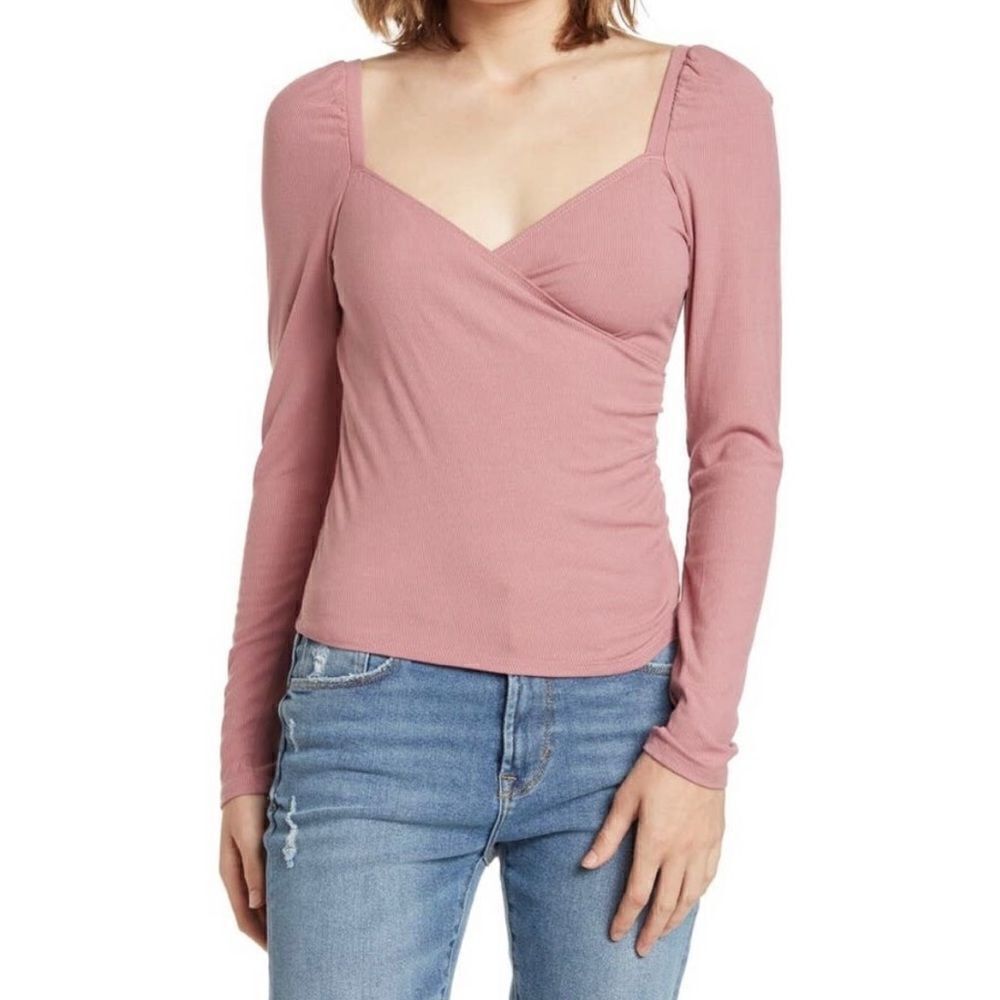 ‎Abound Nordstrom Faux Wrap Top Pink Nostalgia XXS
